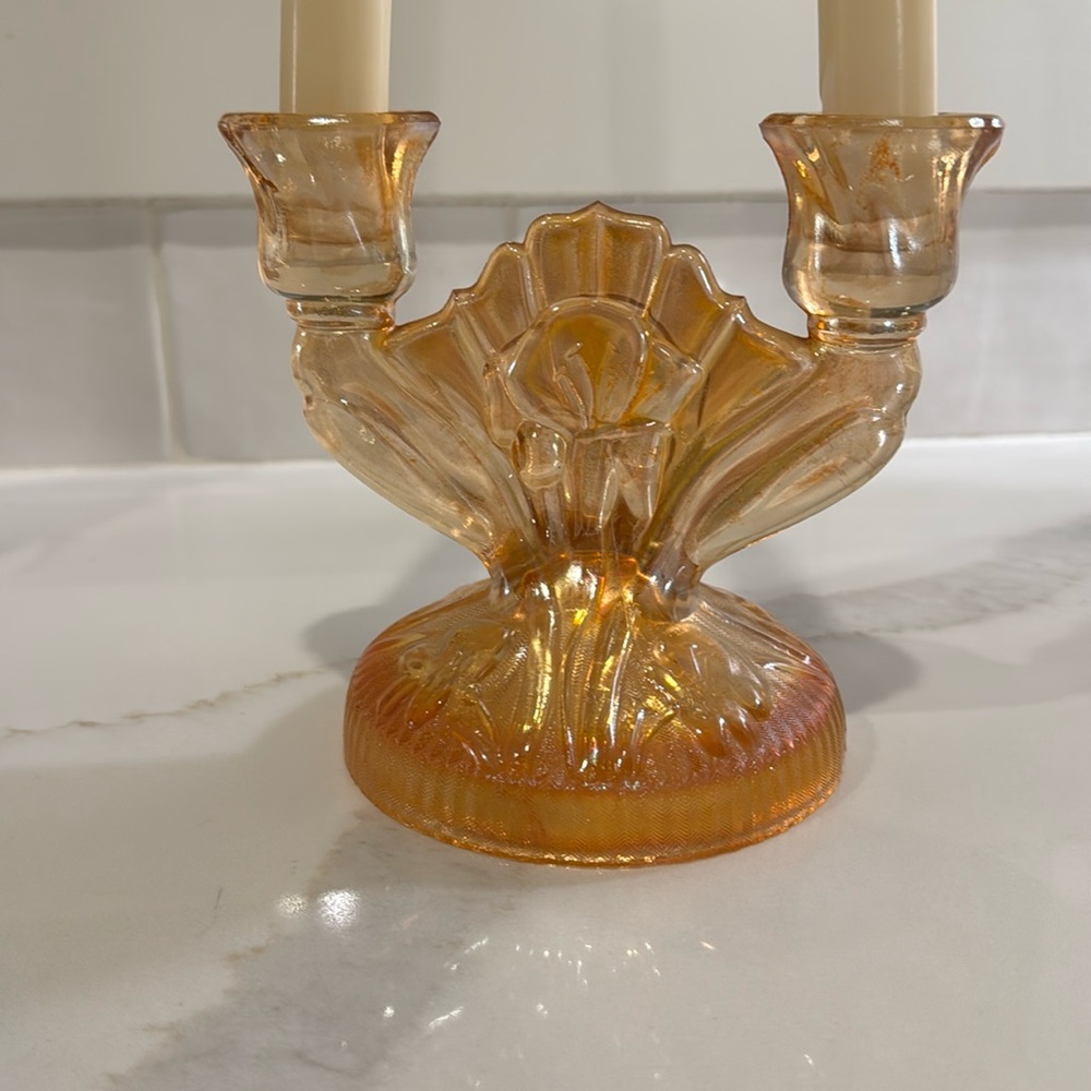 Carnival Glass Candle Holder